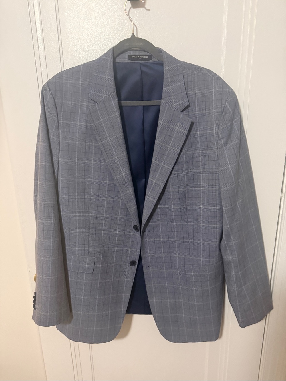 Banana Republic Men's Gray-Blue Windowpane Blazer